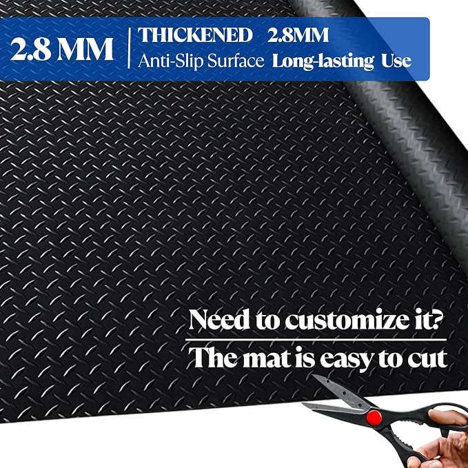 BESEA 4 x 6 FT Garage Floor Mat, Heavy Duty Diamond Plate Rubber Parking Mat – - Image 3