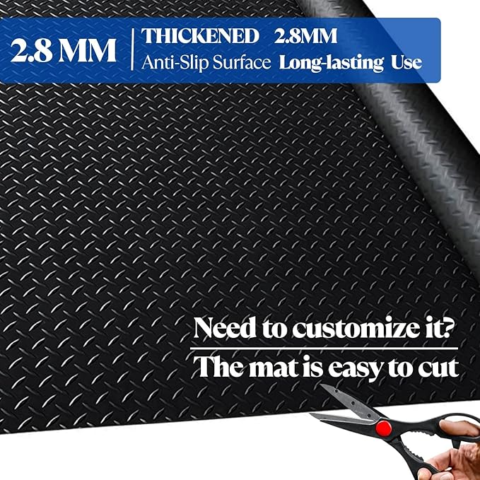 BESEA 4 x 10 FT Garage Floor Mat, Heavy Duty Diamond Plate Rubber Parking Mat – - Image 5