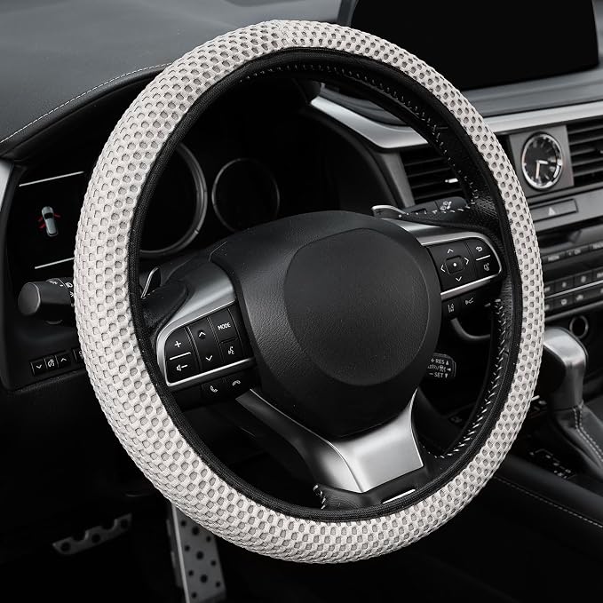 alpmosn Elastic Stretch Steering Wheel Cover, Breathable Microfiber Ice Silk by alpmosn