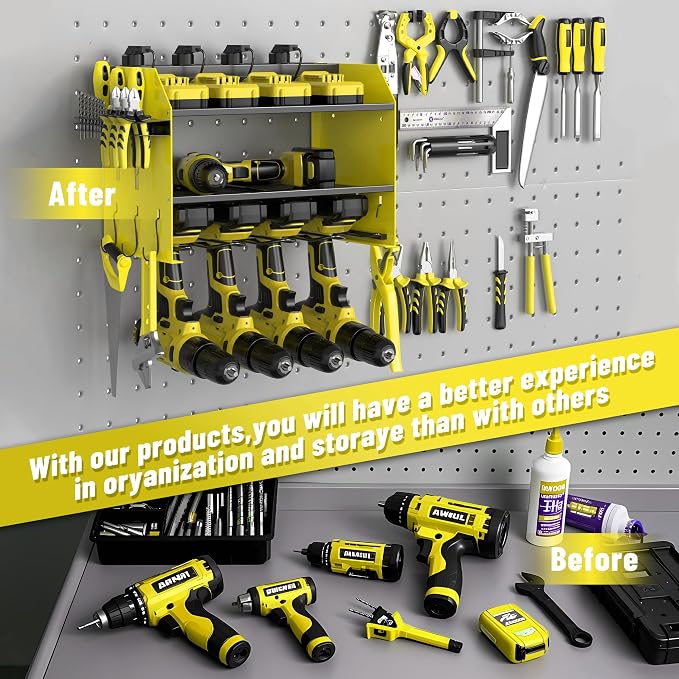 3-Tier Modular Drill Holder & Power Tool Organizer Wall Mount - Image 5