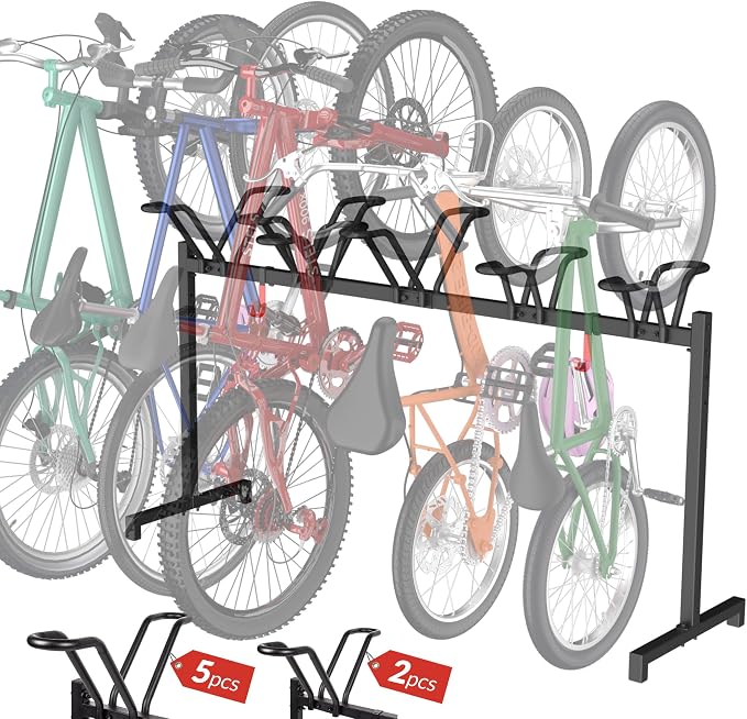 5 Bikes Floor Stand, Adjustable Bicycle Parking Rack by Sttoraboks