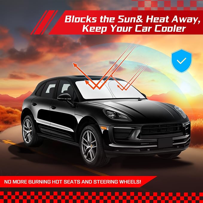 ARISMOTOR Windshield Sun Shade for Porsche Macan 2014-2025 2026, Custom Fit - Image 7