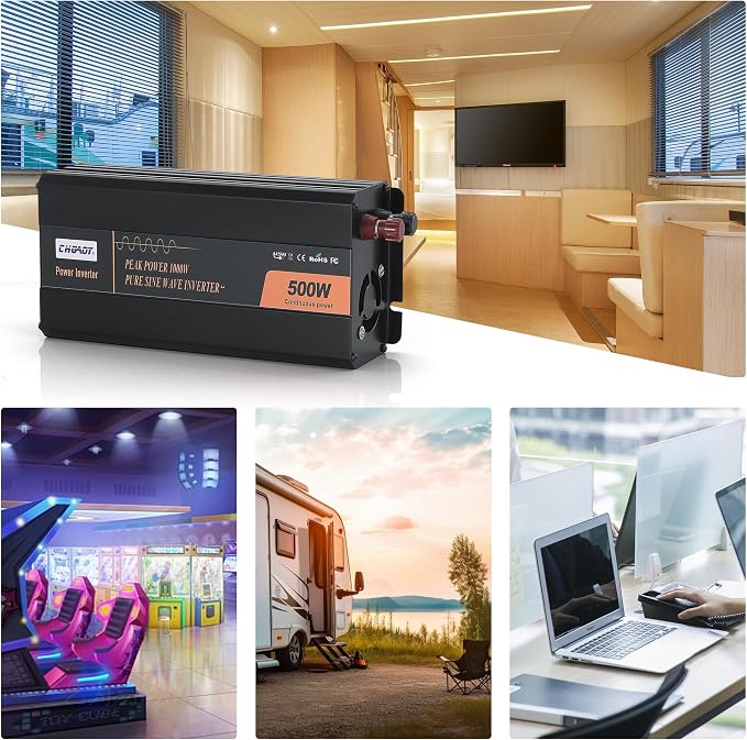 500W Pure Sine Wave Inverter 12V DC to 120V AC Converter - Image 2