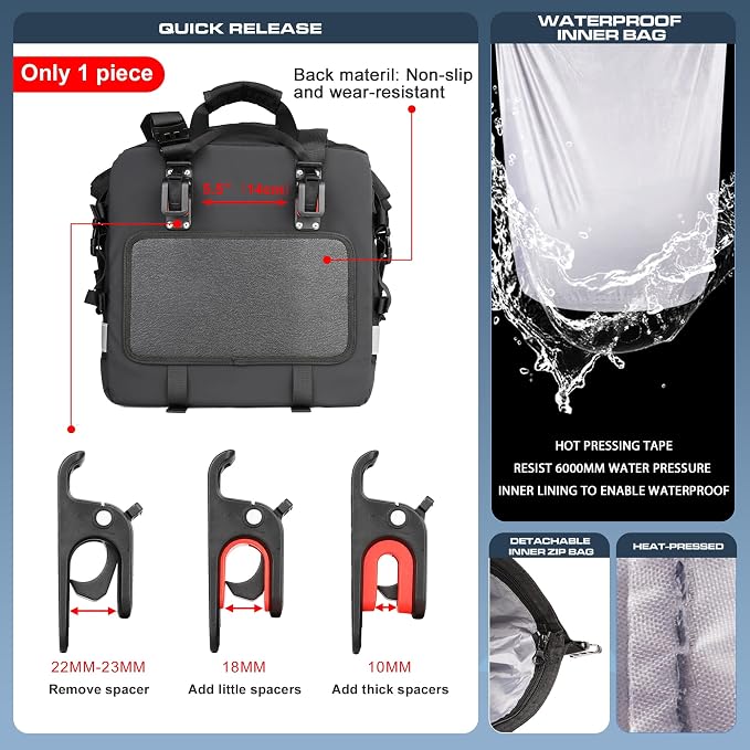 Rhinowalk Motorcycle Saddlebags Waterproof 20-25L Motorcycle Side bag Motorbike - Image 2
