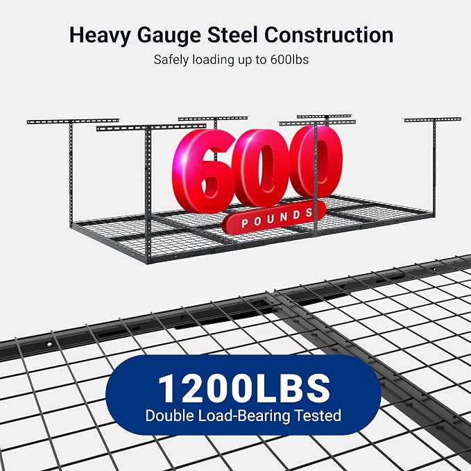 FLEXIMOUNTS 4x8 Overhead Garage Storage Rack, Adjustable Garage Storage - Image 3