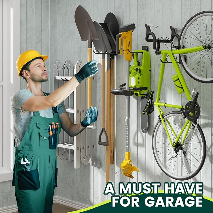 Garden Tool Organizer Rack, Wall Mount Garage Tool Organizer Storage Hook - Image 3