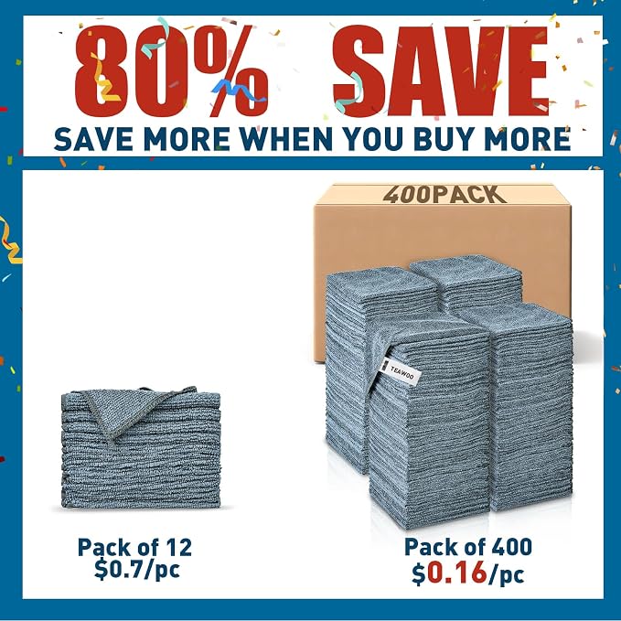Microfiber Cleaning Cloths Bulk Pack-400 Pack, Microfiber Towels Bulk, Towels - Image 2