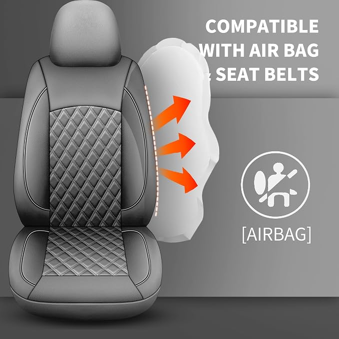 Car Seat Covers Full Set, Breathable and Waterproof Napa Leather Car Seat Cover - Image 5