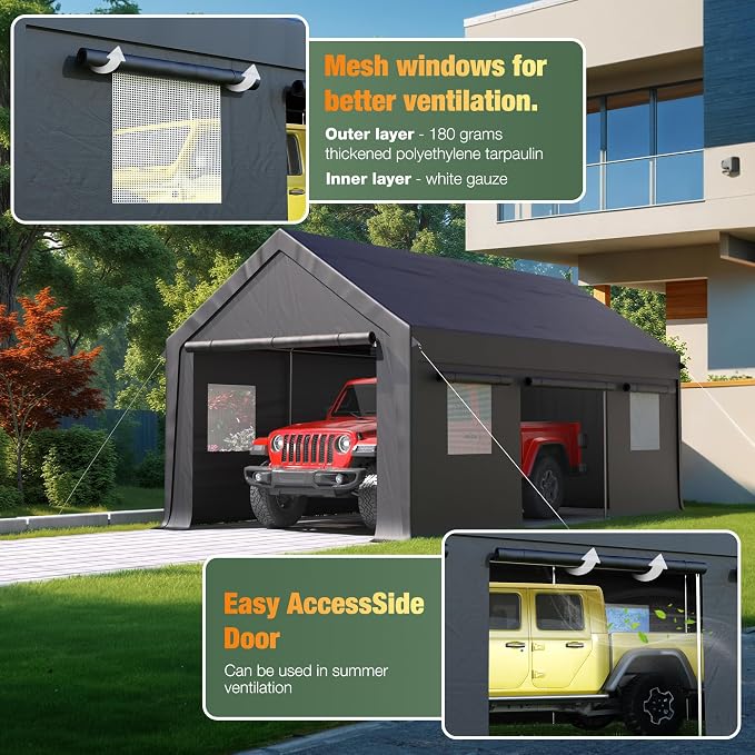 Polar Aurora Carport, 12x20 FT Heavy Duty Carport - Image 4