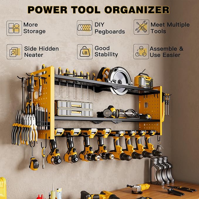 Power Tool Organizer Wall Mount, Cordless Drill Hanger Storage Rack 8 Drill - Image 2
