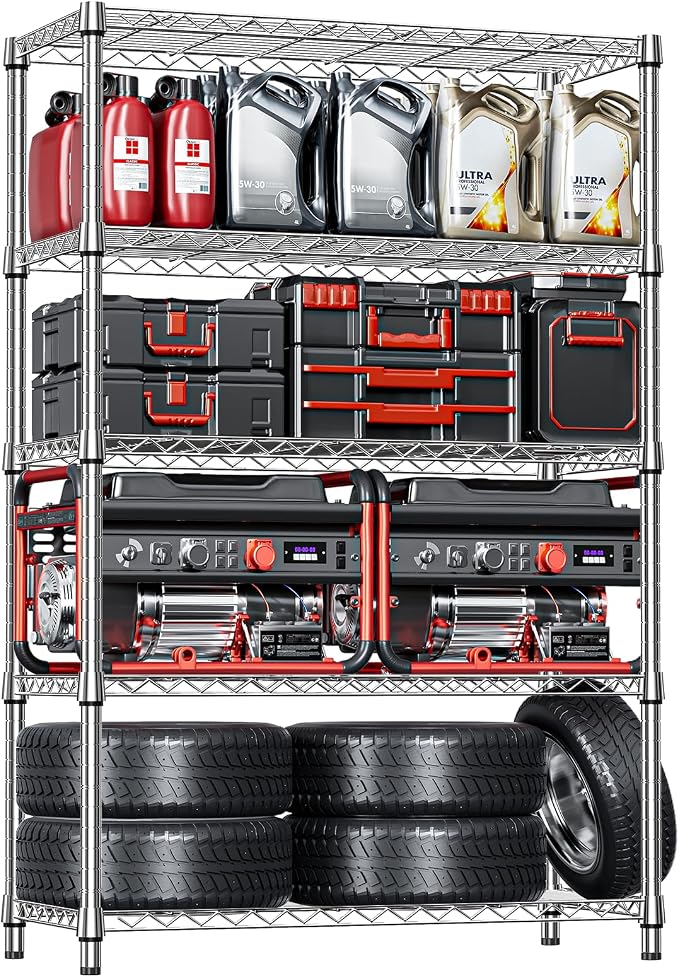 IZEUK 5-Tier Heavy Duty Metal Storage Shelving Unit, Adjustable Steel Wire Rack by Unknown