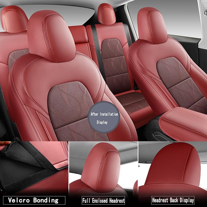 Tesla Model Y Seat Cover Full Set, Faux Leather Tesla Car Seat Cover, Perfect - Image 4