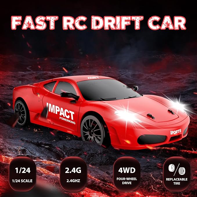 RC Drift Car, 2.4GHz Remote Control Cars 1/24 4WD High Speed Drift Car - Image 2
