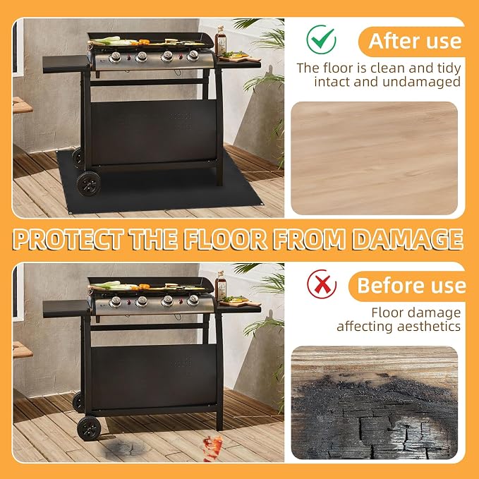 Under Grill Mat for Outdoor Grilling, 60 x 48 inches Double-Sided Fireproof - Image 4