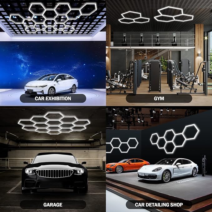 MODERN Hexagon LED Light, 105W 12600LM 6500K, 3 Hexagonal LED Shop Light - Image 6
