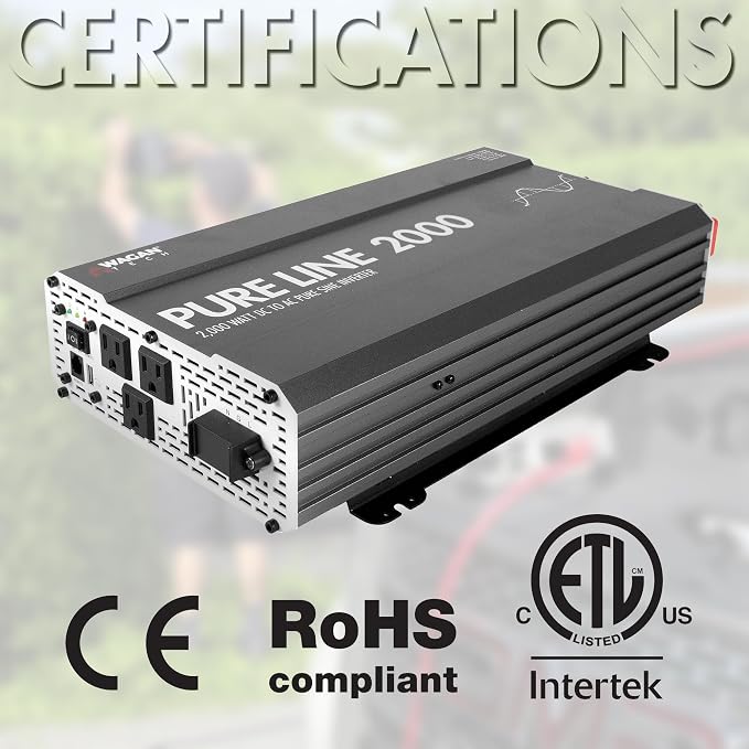 Wagan EL3808 Pure Line Power Inverter 2000 Watt DC 12V to 110V AC Car Pure Sine - Image 6