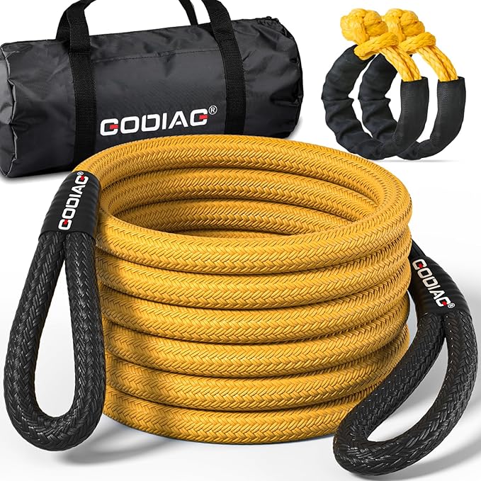 GODIAG 1"×20ft Kinetic Recovery Rope Heavy Duty Energy Tow Rope by GODIAG
