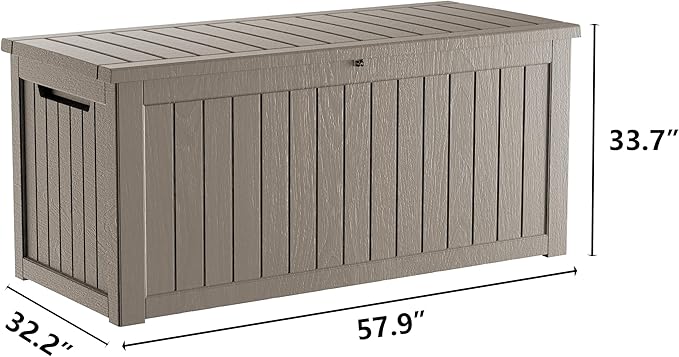 270 Gallon Lockable Resin Deck Box, Waterproof & UV-Resistant Outdoor Storage - Image 2