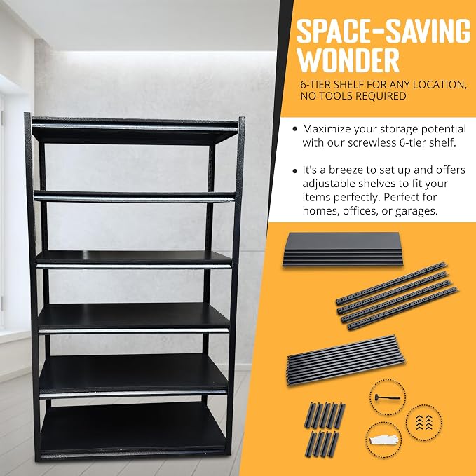 Rigma 5 Tier Garage Shelf, Heavy Duty Steel Shelving Unit, Adjustable Metal - Image 7