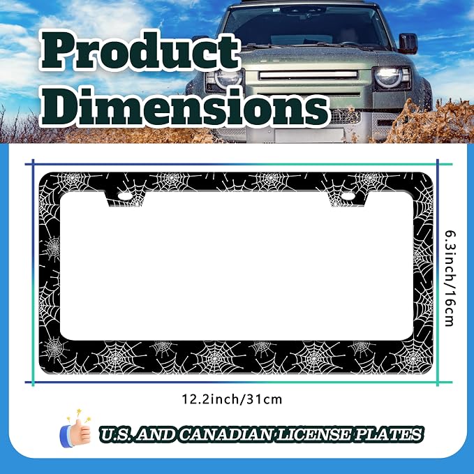 Spider Web License Plate Frame Gothic Style License Plate Holder Halloween - Image 3