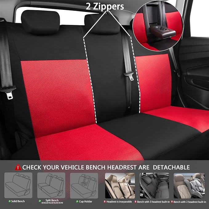 CAR PASS 3D Air Mesh Car Seat Covers Full Sets w/5mm Sponge, Steering Wheel - Image 4