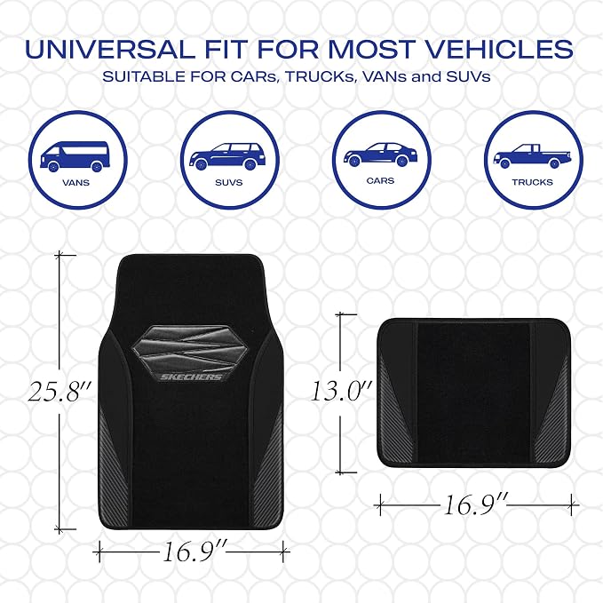 Skechers Car Floor Mats, Waterproof Universal Fit Car Mats, Faux Leather Car - Image 6