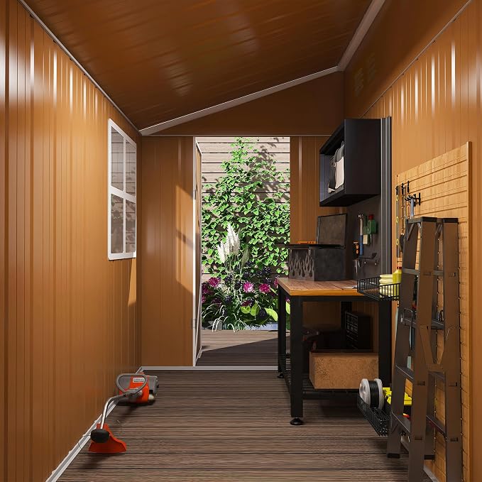 8 x 4 FT Outdoor Lean to Storage Shed, Metal Garden Tool Shed - Image 2