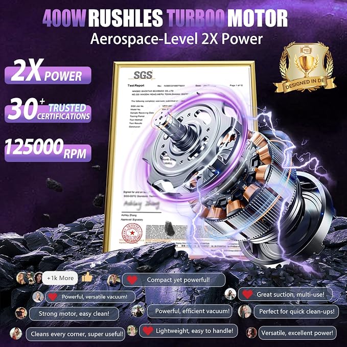 7-In-1 US-Designed Car Vacuum Portable Cordless【Powerful Brushless Motor | 28 - Image 3