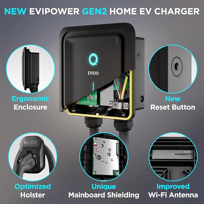 EVIQO Level 2 EV Charger – 48 Amp 240V – Wall EV Charger Level 2, NEMA 14-50 - Image 2