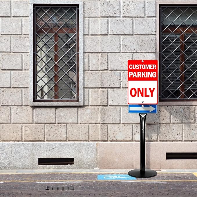 Parking Sign Post 48" Heavy Duty Cast Iron Parking Signs Stand, Movable Sign - Image 3