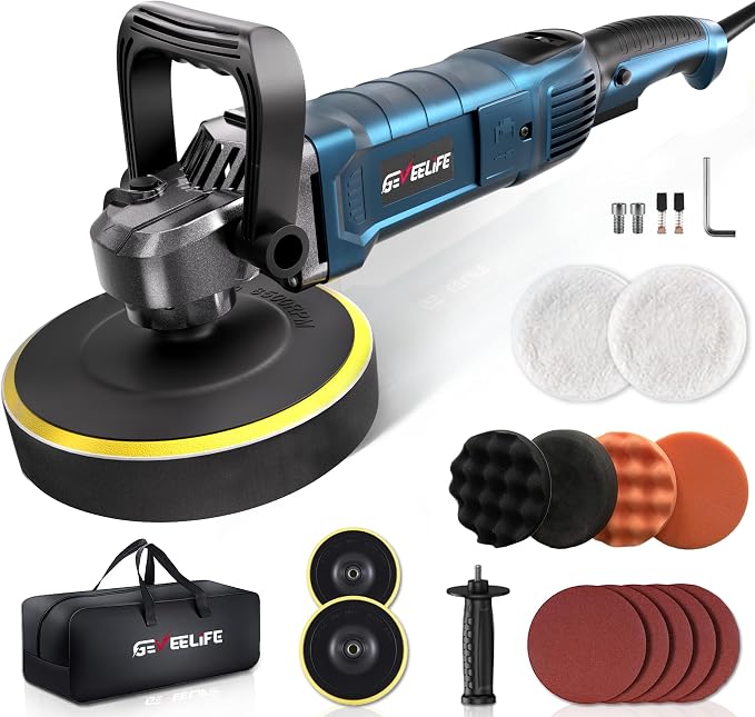 Buffer Polisher, 6 Inch/7 Inch 1600W Rotary Car Buffer Polisher Waxer, 7 by GEVEELIFE