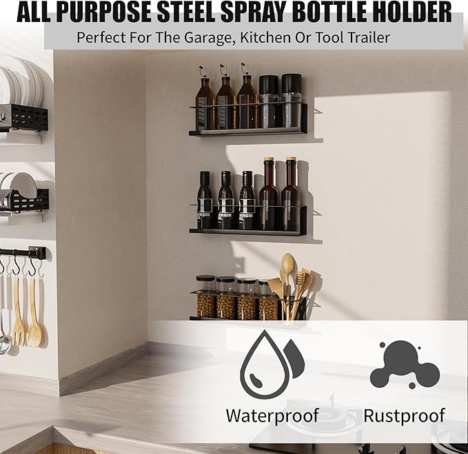 6 Pack Spray Bottle Holder Wall-Mounted, Aerosol Spray Can Holder Storage Rack - Image 7