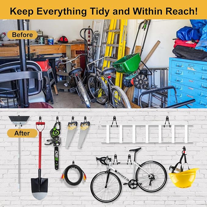 Steel Garage Hooks Wall Tool Organizer, 12 Pack Garage Storage Hook Heavy Duty - Image 6