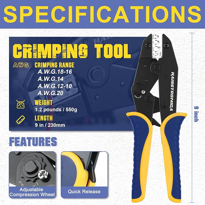 Haisstronica Crimping Tool for Non-Insulated Open Barrel Terminals Receptacles - Image 2
