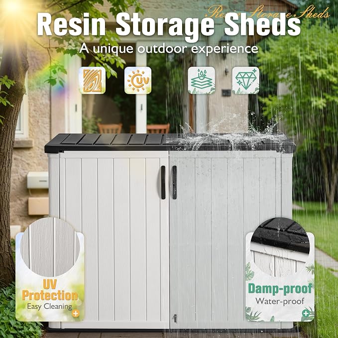 Greesum Outdoor Horizontal Storage Sheds 27 Cu.ft Resin Large Storaged Box - Image 6