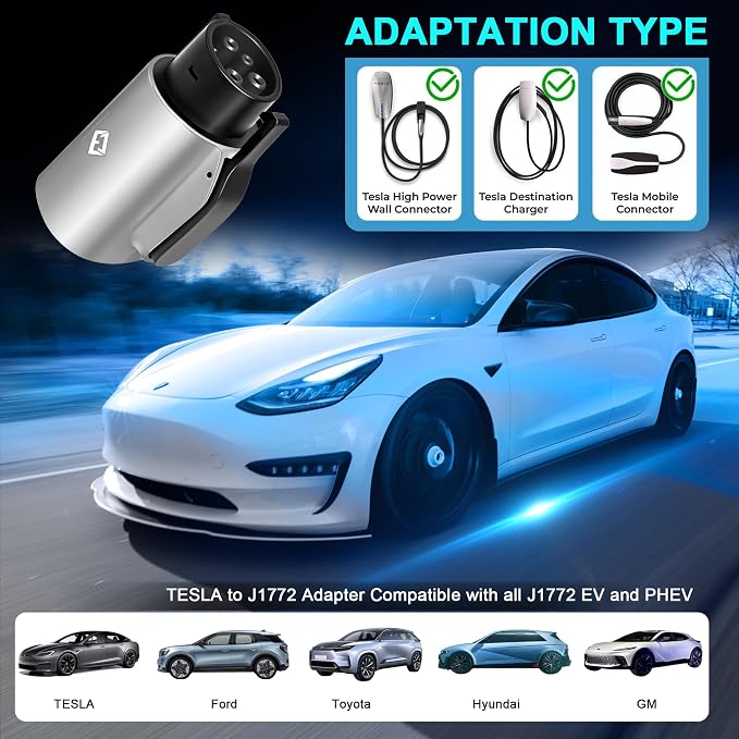 Tesla to J1772 Adapter, 80A 250V Max, Portable and Outdoor EV Adapter, - Image 4