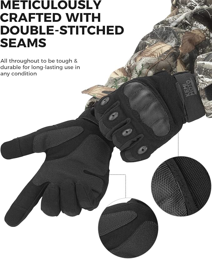 KEMIMOTO Tactical Gloves for Men, Touchscreen Motorcycle Gloves - Image 6