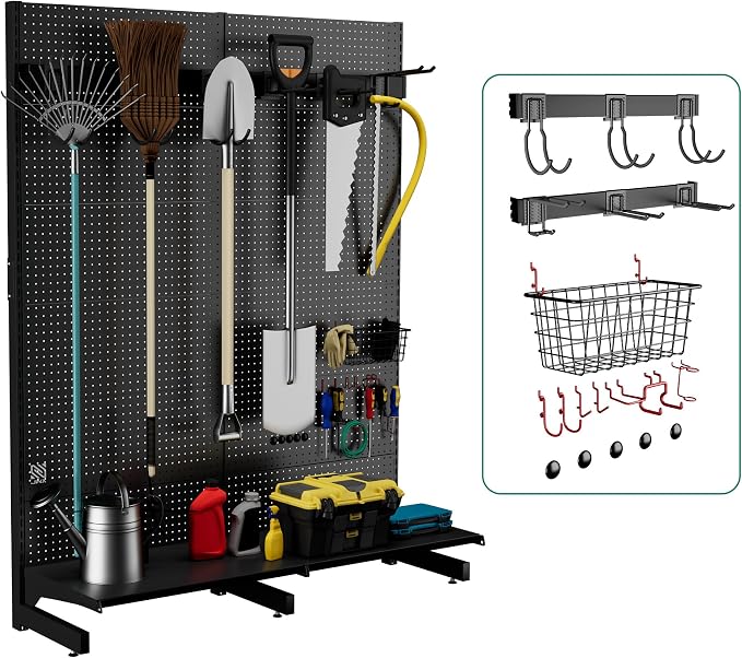 JWX Garage Pegboard Tool Organizer Free Standing, Organizer Storage Rack by JWX