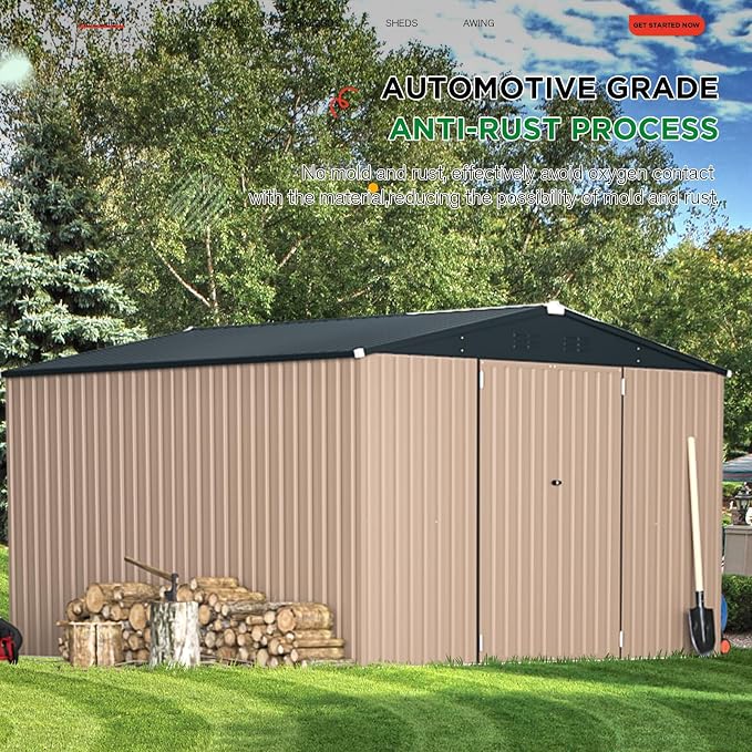 AECOJOY 10'x10' Outdoor Storage Shed, Large Metal Sheds & Outdoor Storage - Image 4