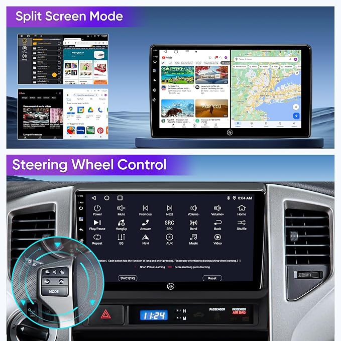 for Toyota Tacoma Radio Upgrade 2005-2015, QLED Touch Screen Car Stereo 9 inch - Image 4