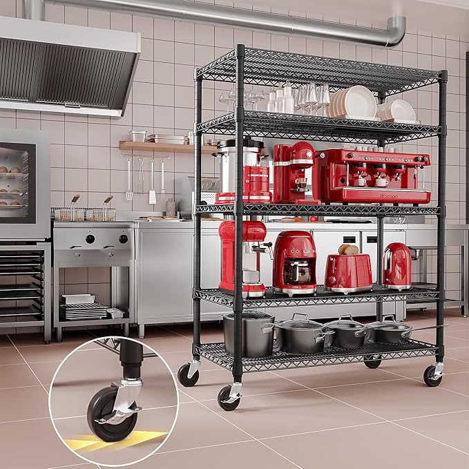 IZEUK Garage Shelving Wide Storage Shelves 5 Tier Metal Shelves Heavy Duty - Image 6
