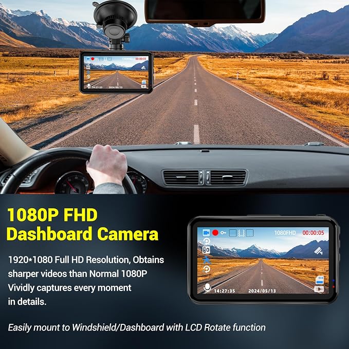 Dash Cam, Dash Camera for Cars 1080P FHD Dashcam DVR Car Camera Dash Cam Front - Image 7