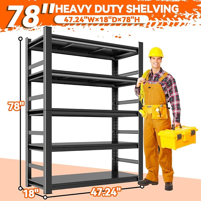 Metal Garage Shelving Unit, Heavy Duty Steel Storage Shelves, 3000 lbs Capacity - Image 3