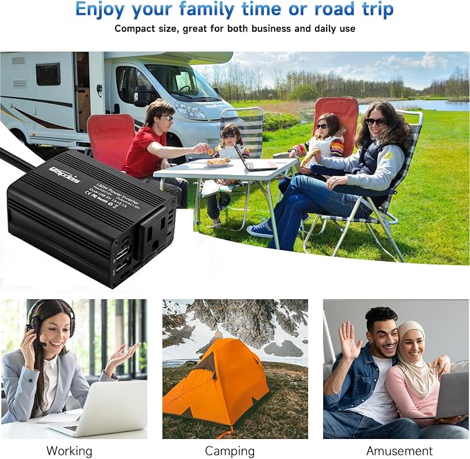 150W Car Power Inverter DC 12V to 110V AC Car Adapter - Image 2