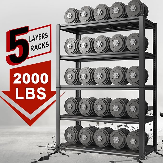 Raybee 5-Tier Industrial Heavy Duty Storage Shelving, 2000LBS Capacity - Image 4