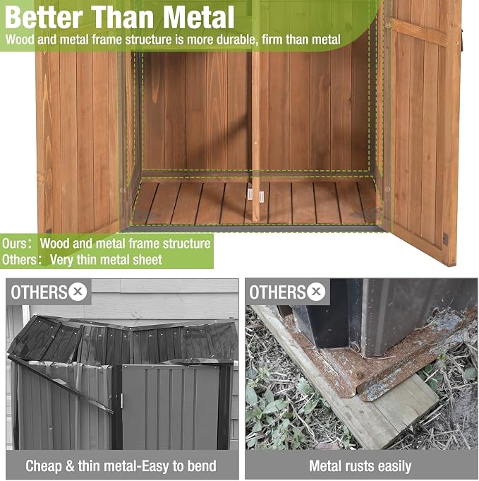 GUTINNEEN Sheds Outdoor Storage Wooden Garden Tool Shed - Image 4
