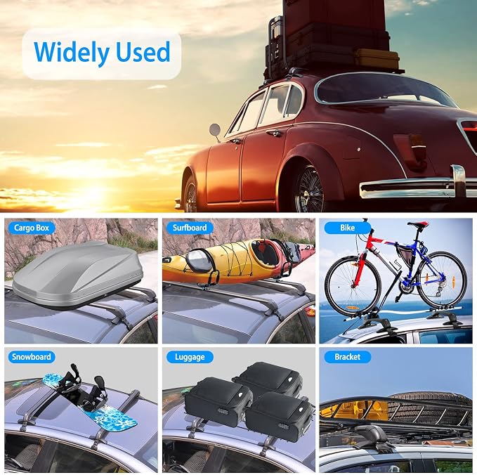 Universal Roof Rack, Adjustable Window Frame Roof Bars - Image 4