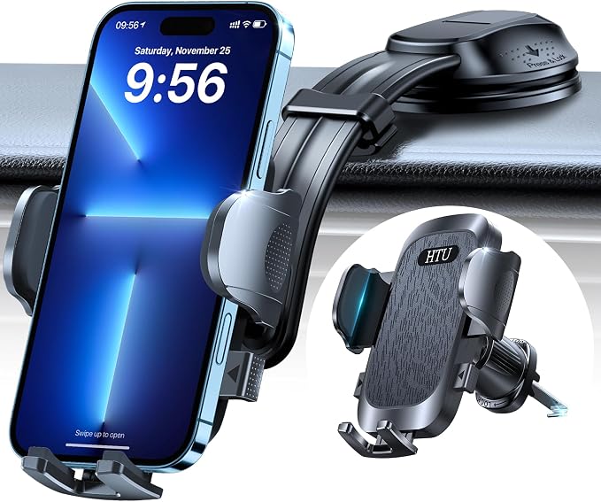 HTU Upgraded Strongest Suction Car Phone Holder Bendable Arm, Never Block View by HTU15yearsincarmounts