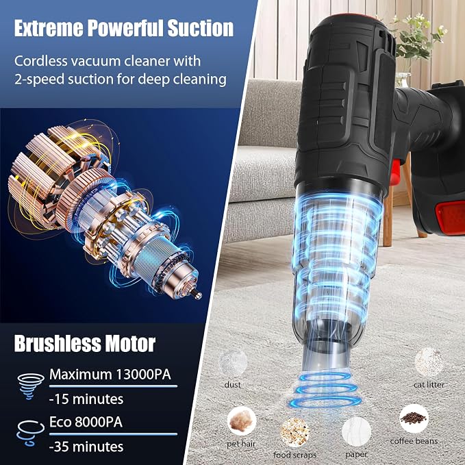Car Vacuum Cleaner Portable Air Duster 2in1 Brushless Motor 80000 RPM Vacuum - Image 2
