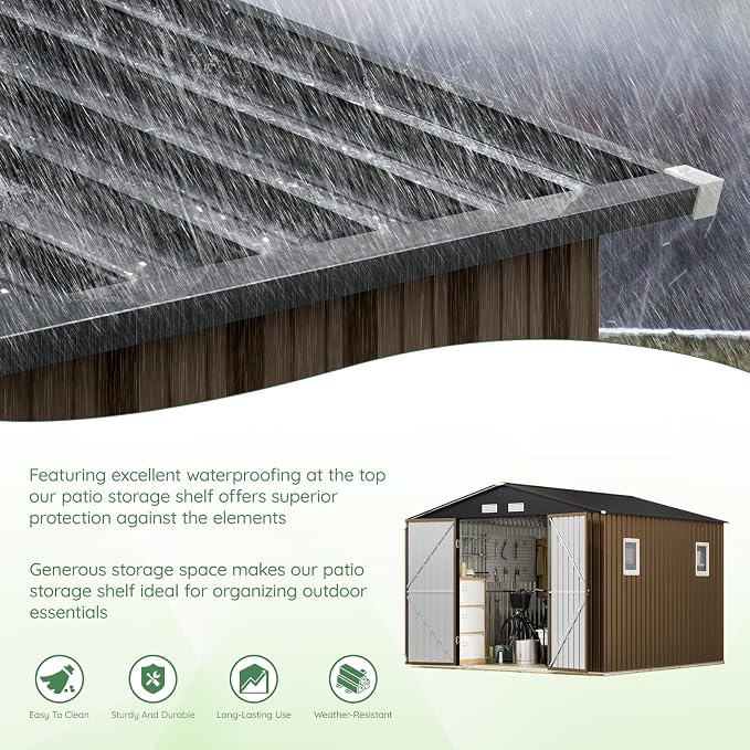 10X10X7.5 FT Outdoor Steel Storage Shed - Image 8
